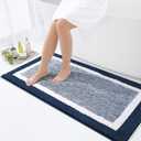 OLANLY Bathroom Rugs 44x24, Extra Soft and Absorbent Microfiber Bath Mat, Non-Slip, Machine Washable, Quick Dry Shaggy Bath Carpet, Suitable for Bathroom Floor, Tub, Shower (Runner, Navy)
