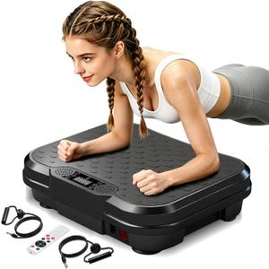Vibration Plate Exercise Machine, Curved Vibration Plate for Lymphatic Drainage Weight Loss, 400 Lbs Capacity Shake Platform with 250 speeds Full Body Workout Equipment for Home Women Men
