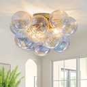 Semi Flush Mount Ceiling Light 18.5" Glass Bubble Chandelier Lighting
