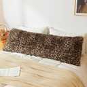 XeGe Fluffy Faux Fur Leopard Print Body Pillow Cover, 20x54 Fuzzy Cheetah Print Body Pillowcase with Zipper, Plush Furry Long Bed Bolster Pillow Cover for Pregnant Women Side Sleeper, Brown and Black
