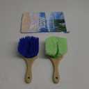 Remerry 2 Pcs Beach Sand Remover Brush with Drawstring Bag, Beach Accessories Scrub Brushes for CleaningSoft Bristle Brush for Summer Vacation Water Sports Volleyball Party (Blue and Green)