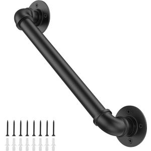 Willstar 3FT Industrial Staircase Handrail Non-Slip Pipe Bar Foot Rail Wall Mount Stair Rail Vintage Grab Bar for Steps Black Iron Pipe Handrail for Outdoor Indoor Stairs Loft Porch Hand Rail (3ft)