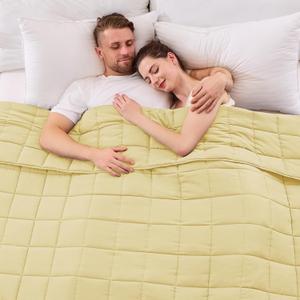 King Size Weighted Blanket for Adults (20 lbs, 80 x 87, Yellow) Cooling Heavy Blanket for Sleeping Perfect for 190-210 lbs, Breathable Blanket for Adults & Couple All Season, Machine Washable