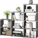 MOYIPIN Bookshelf, Assembled Storage Rack, Bedroom Living Room Vertical Cabinet Bookshelf, Double Row 8-Grid Multi-Functional Storage Equipment (Grey)