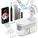 Ear Wax Removal Tool Camera - FSA/HSA Eligible Ear Irrigation Flushing System & Ear Cleaner with Camera 1080 HD, Ear Flushing Kit for Adults with One-Piece Waste Tank, Earwax Removal Kit White XL