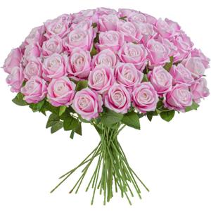 Artificial Flowers Roses Touch Fake Rose Bouquet Flower Stem Fo Wedding Centerpieces DIY Wreath Home Decorations Silk Roses Fo Mothers Party Fake Outdoor Flowers Decor 19.6"(Deep Pink 50PCS)