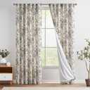 jinchan Floral Lined Curtains Linen Blend Curtain for Living Room 84 Inches Long Farmhouse Printed Back Tab Drapes French Country Black Peony Patterned Bedroom Window Curtains Set 2 Panels