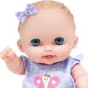Lil Cutesies 8.5" All Vinyl Baby Doll | Posable and Washable | Removable Outfit | Lulu- Blue Eyes | JC Toys |Ages 2+