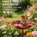 Metal Flower Garden Stakes Bird Bath Handmade, Bee Watering Station, Bees Bath for Garden Metal Bee Water Feeder with Flower Design, Colorful Butterfly Bees Bath Bowl for Outdoor Yard Decor
