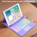 MePadKey Touchpad Keyboard Case for iPad 6th 2018/5th Generation 2017 9.7 inch, 7-Color Backlight Type-C Charging Keyboard with Pencil Holder Cover Fit iPad Air 2/Pro 9.7 (Purple)