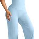 OMKAGI Workout Sets for Women Padded Tank Tops Matching Straight Leg Yoga Outfits (X-Small, Sky Blue)