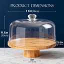 Masthome Bamboo Cake Stand with Acrylic Dome Lid, 6-in-1 Multi-Functional Serving Platter & Dessert Display Stand, Charcuterie Board, Fruit Tray, Dip Bowl, Serving Platter for Wedding, Christmas Party