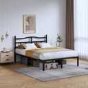 SHOANED 14 Inch Metal Bed Frame - Full Size Heavy Duty Bedframe with Headboard Black Basic Steel Slats Platform No Box Spring Needed/Easy Assembly/Noise Free