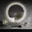 LED Bathroom Mirror 24 Inch Round Bathroom Mirror with Lights, Circle LED Mirror, Wall Mounted Lighted Bathroom with 3 Colors Brightness, Anti-Fog, Dimmable, Shatter-Proof