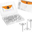 150 Pack Clear Push Pins Tacks by Luxurecourt, Flat Head Thumbtacks for Bulletin Board, Wall Hanging, Cork Board, Shadow Box, Heavy Duty Plastic Head with Steel Point in Reusable Storage Box