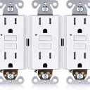 Faith [3-Pack] 15A GFCI Outlets, Tamper-Resistant, ETL Listed, GFI Duplex Receptacles with LED Indicator, Self-Test Ground Fault Circuit Interrupter, White, 3 Piece