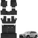 3W Floor Mats for 2024 2025 2026 Toyota Grand Highlander 7 Seat with Subwoofer (Include Hybrid), Trunk Mat Cargo Liner, and Seat Back Covers TPE All Weather, Black(Not for Hybrid MAX Model)