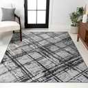 JONATHAN Y Slant Abstract Black/Gray Indoor Area Rug 4X6 ft, Modern for Living Room, Bedroom, Kitchen, Office, Easy-Cleaning, High Traffic, Pet-Friendly, Non-Shedding SOR201D-4