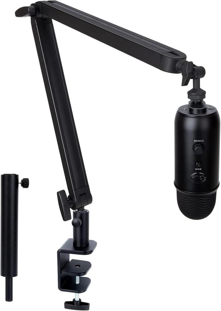 Blue Yeti Boom Arm with Extension Tube - Mic Boom Arm Compatible with Blue Yeti, Adjustable Boom Height Microphone Stand for HyperX QuadCast, Shure MV7, Rode, and Most Gaming Mic By SUNMON