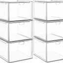 caktraie 6 Pack Small Stackable Stroage Drawers, Acrylic Bathroom Makeup Organizer, Plastic Storage Bins For Vanity, Undersink, Kitchen Cabinets, Pantry, Home Organization