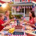 CroBlissful 4 Pcs 4th of July Decorations Patriotic Memorial Day Tabletop Decorations Red White Blue Table Centerpieces Sign for Office Tiered Tray Home Shelf 250th Anniversary(Freedom)