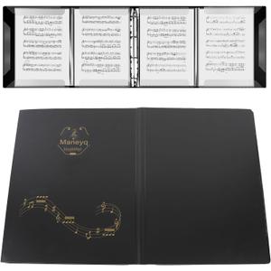 Sheet Music Folder, 4 Pages Expand Music Binder Black Choir Folder for Musician and Stage Performance, Hold 52 Pages A4 Size Sheets