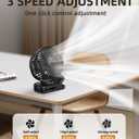 TUNISE Mini Clip on Fan, Battery Operated Desk Fan, Digital display3 Speeds Adjustable, Bidirectional 360 Adjustable, Super Strong Wind, Portable Fan for Home Office Stroller Camping Black
