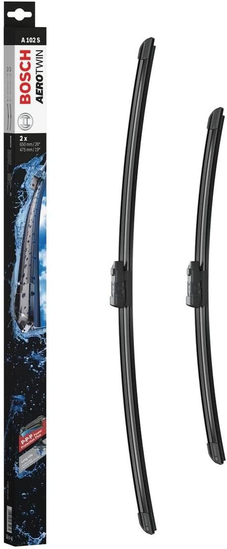 Bosch Wiper Blade Aerotwin A102S, Length: 650mm/475mm Set of Front Wiper Blades - Only for Left-Hand Drive (EU)