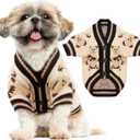 ABRRLO Small Dog Sweaters Cute Bear Dog Cardigans Clothes for Small Medium Dogs Boy Girl Puppy Cat Knitting Cardigan Outfits Dogs Autumn Coats Warm Pet Doggy Clothes Soft Knitwear Apparel (Beige,M)