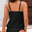 Yonique Womens Blouson Tankini Top No Bottom Loose Fit Swim Top Modest Tank Top (Black, L)