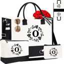 Adoryoung Monogram Personalized Initial Canvas Tote Bags for Women, Double-sided Embroidery Monogrammed Tote Bags Gifts for Women, Canvas Beach Bag (O)