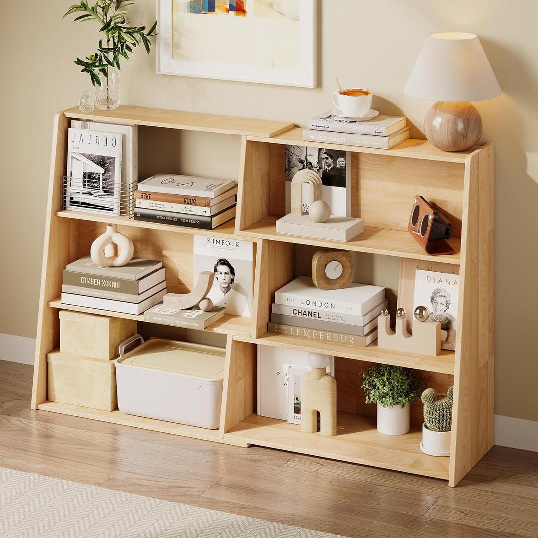 Expandable Solid Wood Bookshelf with Adjustable Design, Medium