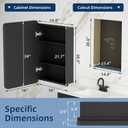 Bathroom Medicine Cabinet with Mirror 16 x 24 Inch, Black Medicine Cabinet Recessed or Surface Wall-Mounted, Mirrored Cabinets with 2 Adjustable Shelves for Bathroom Vanity