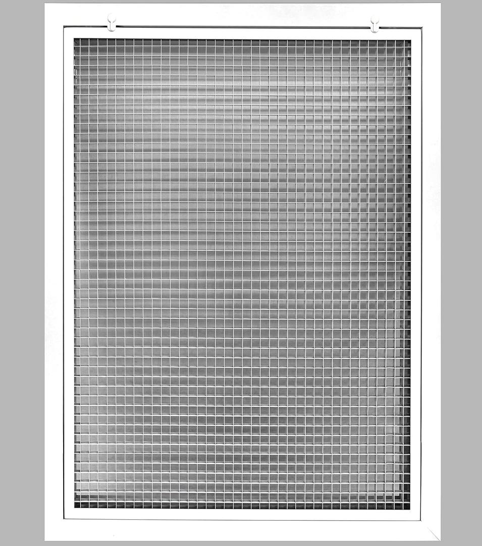 HVAC Premium 22" x 32" Cube Core Eggcrate Return Air Filter Grille for 1" Filter - Aluminum - White [Outer Dimensions: 24.5" x 34.5"]