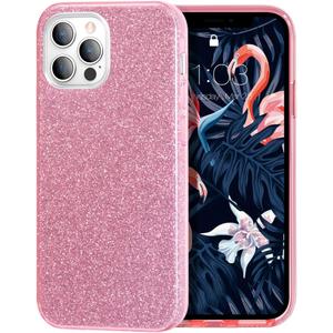 MILPROX Compatibe for iPhone 12 Pro Max Case (2020), Bling Sparkly Glitter Luxury Shiny Spark Gel Shell, Protective 3 Layer Anti-Slick Slim Soft Cover -Pink