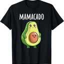 Pregnancy Announcement Shirts Women Mom Funny Mamacado T-shirt, Small, Women, Black