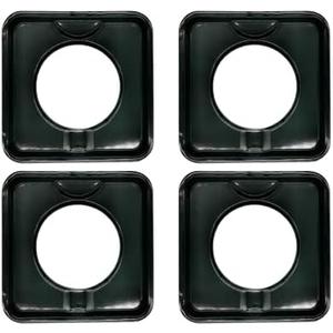 Amazinpure SGP-400 4 Pack Replacement Black Porcelain Square 7.75" x 7.75" Gas Range Drip Pan Replaces 786333 PS11744751 WP786333 AP6011553
