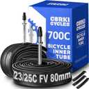Heavy Duty 700c Bike Tube 700 x 23-25c 28-32c 35-43c Butyl Rubber, 28 Inch Road Bicycle Tire Inner Tube Replacement 2 Pack with Tire Levers