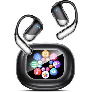AI Translation Earbuds: Real-Time 144 Languages Translator Earphones, Audifonos Traductores Ingls Espaol, Bluetooth 5.4, OWS Open Ear & LCD Touch, Ideal for Travelers, Business & Language Learners (Diamond Black)