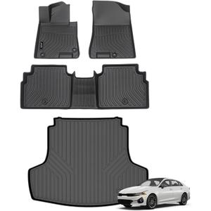 Jenofa-Floor Mats for Kia K5 2021-2026 & Hyundai Sonata 2020-2026 Gas Car Mats Cargo Mat Fit K5 Sonata (Only FWD) All Weather Non-Slip Waterproof Floor Liner Accessories Full Set 2024