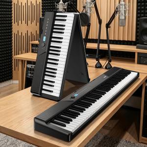 TERENCE V50 Foldable 88 Key Weighted Keyboard for Beginners&Advancer,Black, 49.6*9.8*2.8 inches