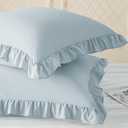 KKJIAF Ruffle Pillow Cases 26x26 Inches, Dusty Blue Square Ruffled Pillow Covers Set of 2, Microfiber Wrinkle Resistant Pillow Shams with Envelope Closure for Sofa Bed Living Room