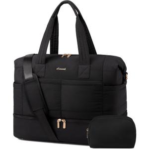 LOVEVOOK Travel Duffle Bag - Puffer Weekender Bags For Women with Shoe Compartment,40L Carry On Overnight Duffel Bags For Airplanes,Hospital Bag for Labor and Delivery,2Pcs