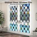 4 x Window Privacy Film Frosted Glass Window Sticker Window Film Static Glass Cling Tint Non-Adhesive for Home Door Decorative Frosting Cover 17.5 X 78.7 inch (Clear-colored Bricks)