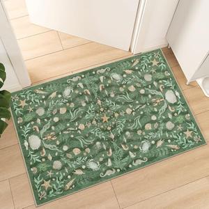 Sufeasdf Green Rug Boho Front Door Mat Outside Entrance Ocean Animals Botanical Indoor Welcome Rug Outdoor Rugs Throw Rugs for Kids Bedroom Kitchen Mat Area Rugs for Living Room Bathroom 2x3 F