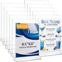 Thyle 12 Pack Acrylic Sign Holder Clear Picture Photo Frame, Double Sided T Shape Menu Table Stands Plastic Paper Flyer Display Stand with Base Photo Holders for Wedding Office Restaurant (8.5x11 Inch)