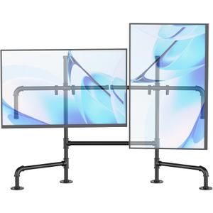 Adjustable Dual Monitor Stand, Ergonomic Computer Monitor Holder, Free Standing Desk Mount for 13-30 Inch Screens, Monitor Arm with Cable Management, Black