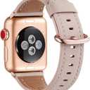 WFEAGL Compatible with Apple Watch Band 41mm 40mm 38mm 42mm(series 11 10) Women, Top Genuine Leather Band for iWatch SE 3 2 1 & Series 11 10 9 8 7 6 5 4 3 2 1 (Pink Sand/Rose Gold)