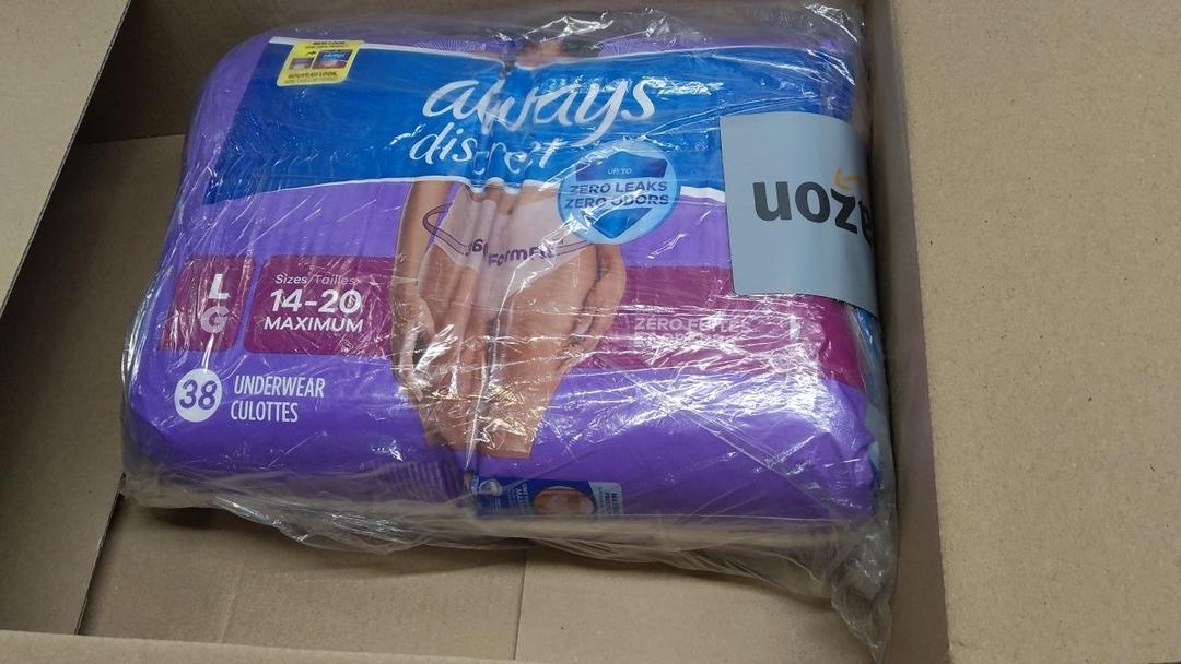Always Discreet Adult Incontinence Underwear for Women and Postpartum Underwear, L, Up to 100% Bladder Leak Protection, 38 Count (Packaging May Vary)