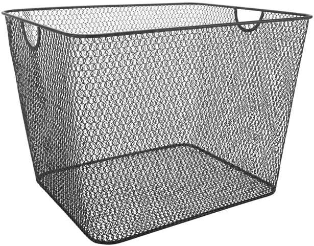 Ybm Home Household Wire Mesh Open Bin Shelf Storage Basket Organizer Black For Kitchen Pantry, Cabinet, Fruits, Vegetables, Pantry Items Toys 15 x 12 x 11.5